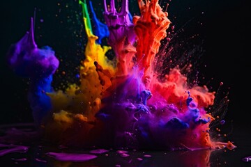 Colorful paint eruption is advancing. Generative AI