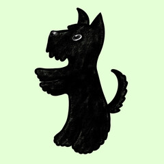 子犬のイラスト、小さな仔犬のイラスト素材、テリアのイラスト、ヨークシャテリアの子犬のイラスト