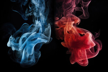 Fototapeta na wymiar blue and red smoke liquid