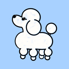 子犬のイラスト、小さな仔犬のイラスト素材、白いプードルのイラスト、白い子犬のイラスト素材