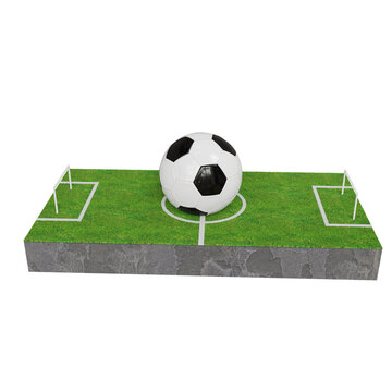 soccer ball on green grass 3d render