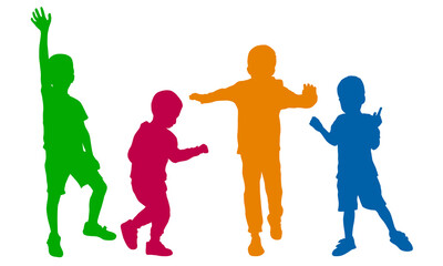Fototapeta na wymiar Happy little boys silhouettes concept vector illustration