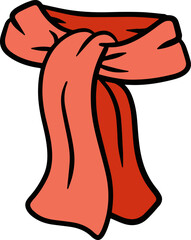 Red scarf. Item of women's clothing for the neck. Cartoon illustration