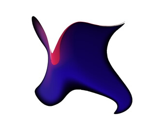 soft color, abstract illustration of a blue shapeless mass on a white background