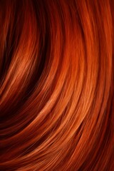 Naklejka premium A closeup view of a bunch of shiny straight red hair in a wavy curved style. Generative AI