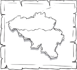 Retro Map of Wallonia and Flanders. Old State national symbol. Area of Belgium