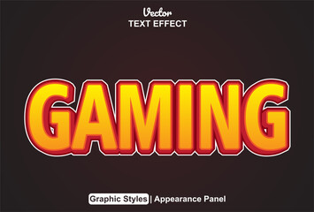 Fototapeta premium gaming text effect with orange color graphic style and editable.