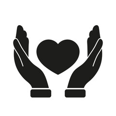 Obraz premium Hands holding heart - vector icon. Protection, love and care concept.