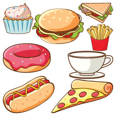 Set of fast food cartoon