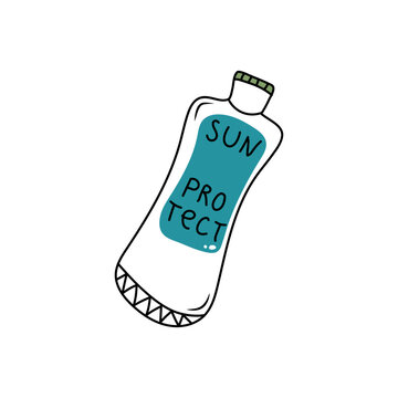 recommend clip art: Sunscreen, lotion with SPF. Sunscreen protection and sun safety. Sunscreen, lotion with SPF. Hand drawn vector illustration.Doodle style.