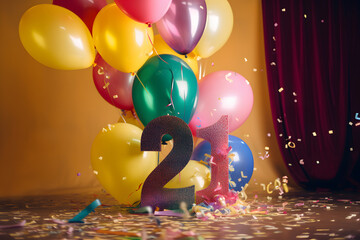 Ballons colorés pour fêter 21 ans d'anniversaire » IA générative