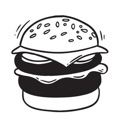 Hand drawn burger vector doodle. Hamburger sketch illustration for print, web and infographics.