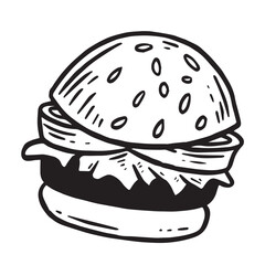 Hand drawn burger vector doodle. Hamburger sketch illustration for print, web and infographics.