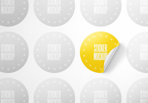 Round Stickers Mockup