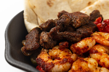 Fajitas on a white background