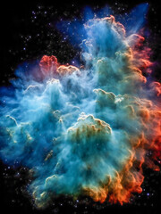 Obraz na płótnie Canvas Colorful nebula galaxy, universe, gas and luminous dust clouds. Created with Generative AI technology.