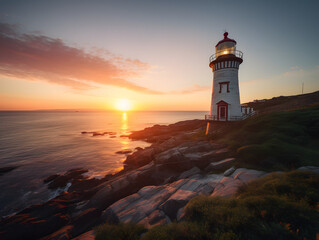 Fototapeta premium lighthouse on the coast with a sunset