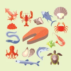 Deken met patroon Onder de zee set of kinds of sea food