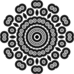 Title Mandala decorative round ornament. Can be used for greeting card, phone case print, etc. Hand drawn background, vector isolated on white.