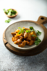 Homemade turkey ragout with pineapple