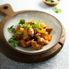 Homemade turkey ragout with pineapple