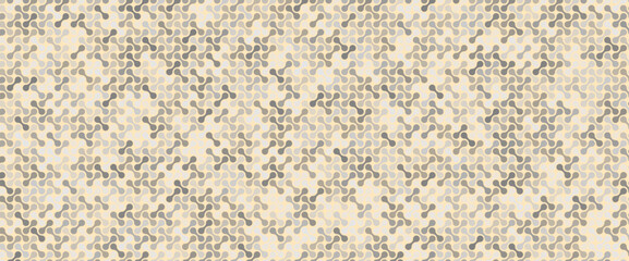 Abstract vector small light green grey color metaball geometric seamless pattern on brown background.