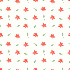 Pink small flowers in beautiful style on white background. Colorful abstract pattern background illustration.