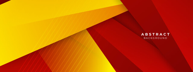 Abstract red and yellow geometric shapes 3d background. Vector illustration abstract graphic design banner pattern presentation background wallpaper web template.