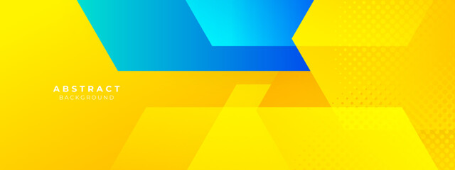 blue and yellow geometric shapes abstract modern technology background design. Vector abstract graphic presentation design banner pattern wallpaper background web template.