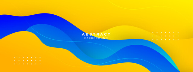 Modern blue and yellow geometric shapes 3d abstract technology background. Vector abstract graphic design banner pattern presentation background web template.