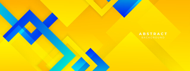 Obraz premium blue and yellow geometric shapes abstract background geometry shine and layer element vector for presentation design. Suit for business, corporate, institution, party, festive, seminar, and talks.