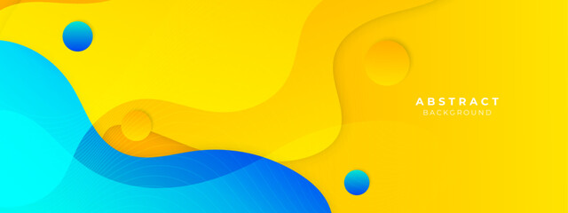 Minimal blue and yellow geometric shapes abstract modern background design. Design for banner