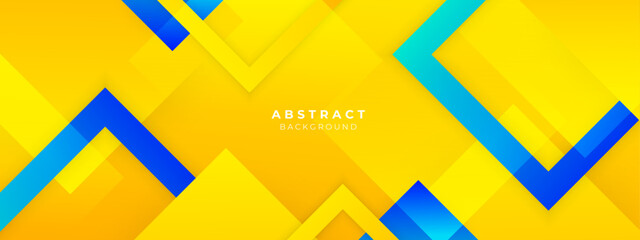 Obraz premium Minimal geometric blue and yellow geometric shapes light technology background abstract design. Vector illustration abstract graphic design pattern presentation background web template.