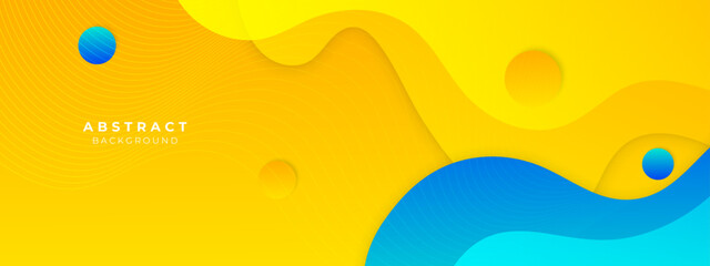 Abstract blue and yellow background with 3d modern trendy fresh color for presentation design, flyer, social media cover, web banner, tech banner