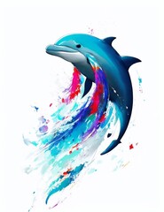 Delfino con sfondo astratto colorato