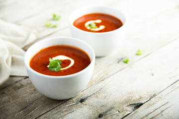 Homemade tomato soup with cream