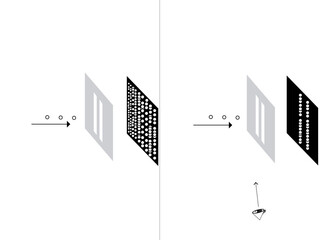 I drew an illustration explaining the difference in the results of the double slit experiment.
