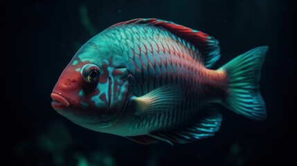 aquarium parrot fish