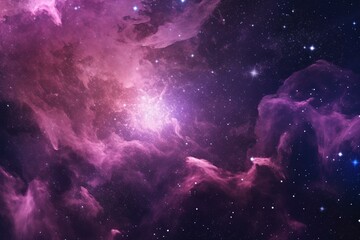 Naklejka na ściany i meble Vibrant purple space backdrop featuring nebula and stardust. Generative AI