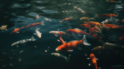 koi fish swimming in the pond 