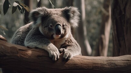 koala in tree watching something