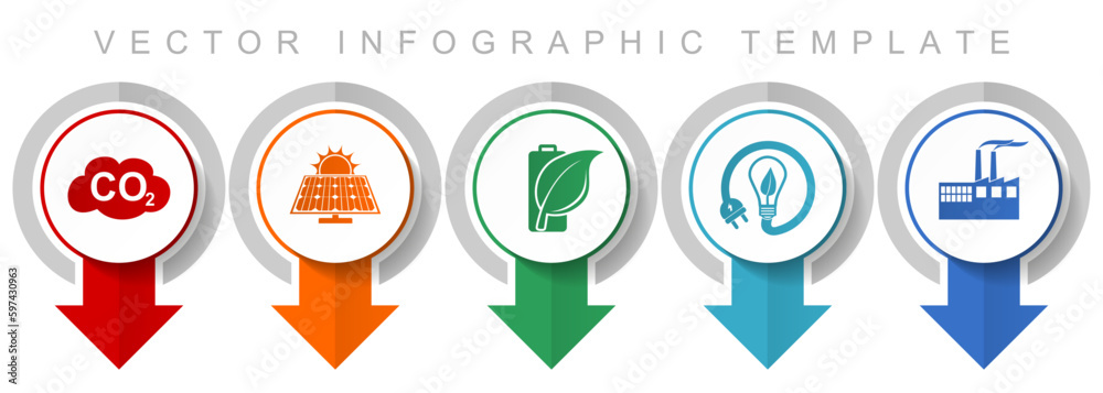 Leinwandbilder Industry icon set, miscellaneous pointer icons such as carbon dioxide, solar power,  renewable energy and factory for web design and mobile applications, infographic vector template