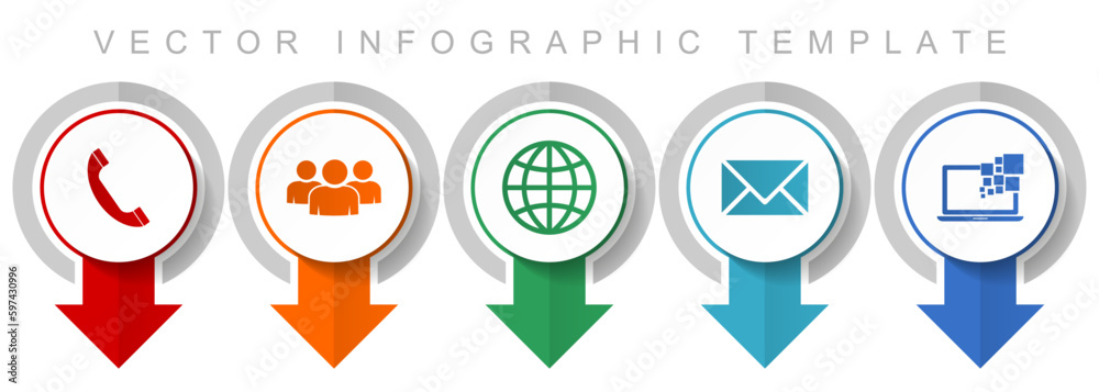 Poster social media icon set, miscellaneous pointer icons such as phone, people, globe, envelope and laptop