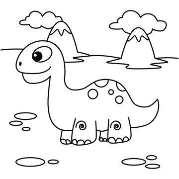 Funny dinosaurs cartoon characters vector illustration. For kids coloring book.