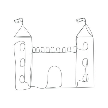 recommend clip art: One line art castle. Continuous line art palace. Isolated vector illustratio