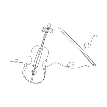 recommend clip art: Continuous line art Violin. One line musical instrument isolated on white. Vector illustration