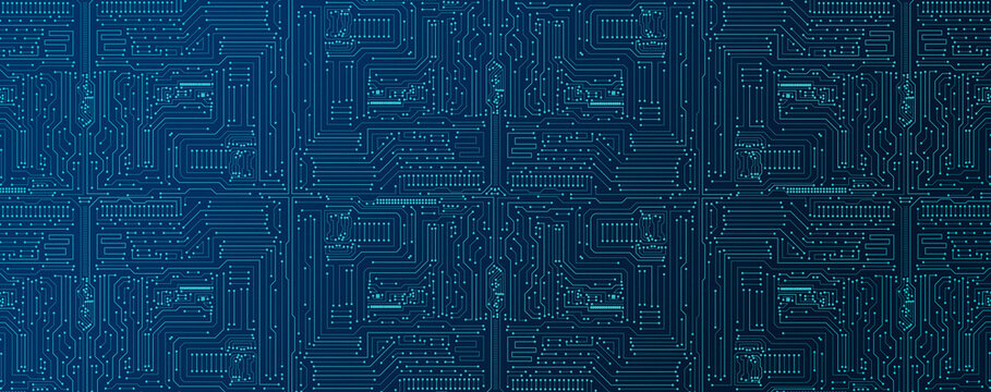 A Circuit Board Background Featuring High-Tech Circuitry and Computer Technology, Electronics, and an Electronic Pattern on the Mainboard.