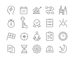 Productivity Icons - Vector Line. Editable Stroke.