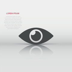 Vector eye icon in flat style. Eyeball look sign illustration pictogram. Eye business concept.