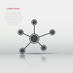 Vector social network, molecule, dna icon in flat style. Molecule sign illustration pictogram. Dna business concept.